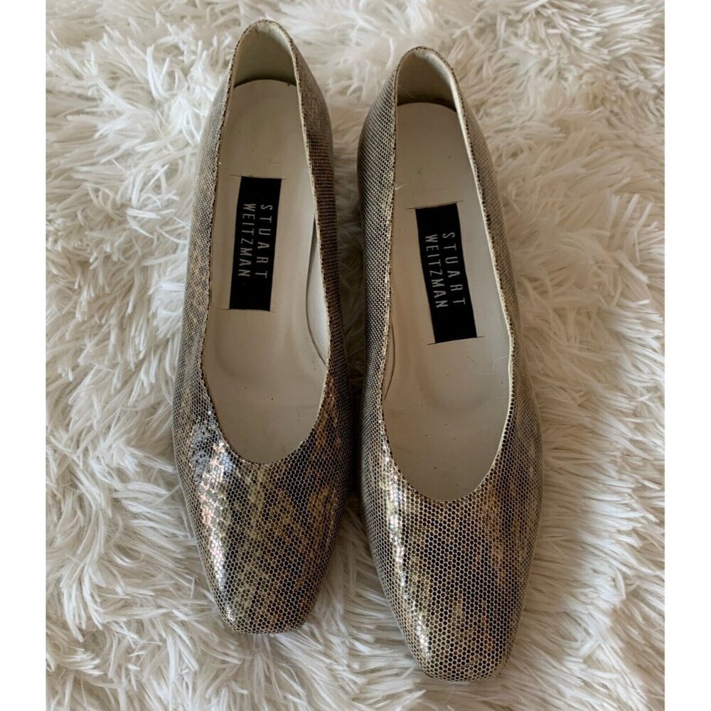 Stuart‎ Weitzman Shoes Women’s Size 6B Leather Snakeskin Print Block Heel